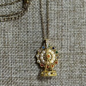 Elegant 18K layered Gold Multicolor Crystal Movable Spinning Pendant Necklace